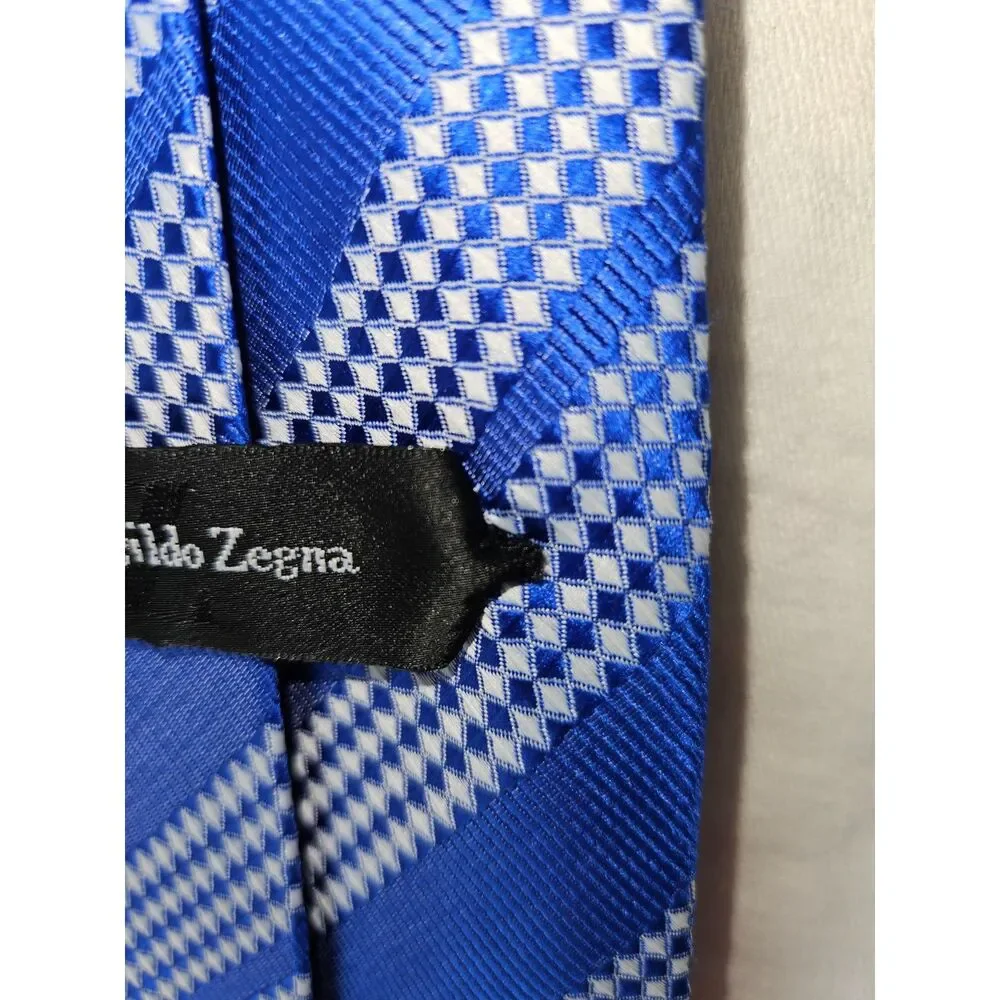 ERMENEGILDO ZEGNA Lot of 2 Ties 100% Silk Squares and Diamonds Duo